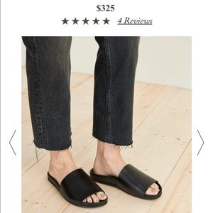 Black Italian Leather Slides